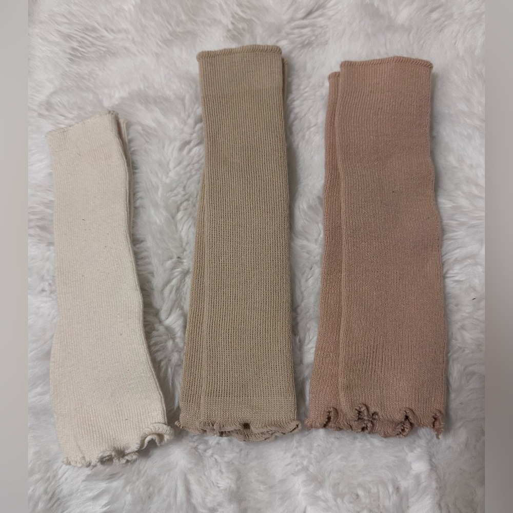 Baby Leg Warmers Bundle Neutral Set of 3 | Cream Tan Brown | One Size